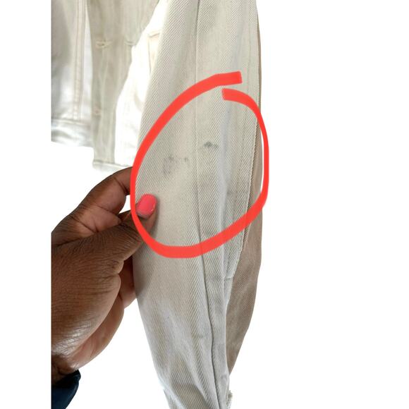 Triarchy Atelier Patchwork Denim Cream Colorblock Moto Denim Jacket Size Small - Picture 6 of 11